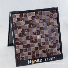 300X300mm Glass with Brown Marble Mosaic Tile Shower Floor